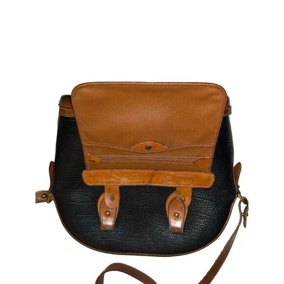 Vintage Dooney & Bourke All Weather Leather Pebble Green Tan Satchel Handbag USA - Picture 2 of 10